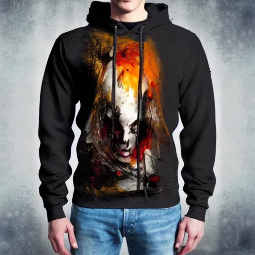 Prompt: art by christopher shy on a hoodie