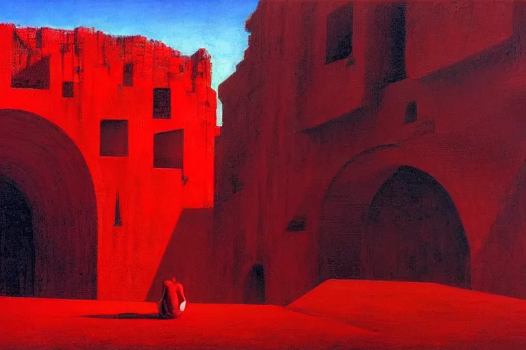 Image similar to only with red, a red melted emperor, taormina amphitheatre, crowd hails him, in the style of beksinski, parts by edward hopper, parts by rodcenko, parts by yue minjun, intricate and epic composition, red by caravaggio, insanely quality, highly detailed, masterpiece, red light, artstation, 4 k