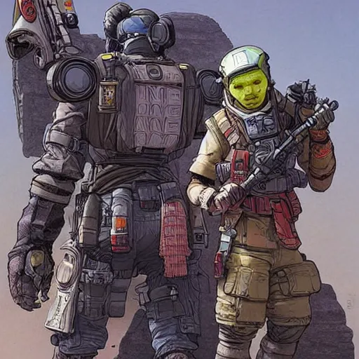 Image similar to ivan. Apex legends. Concept art by James Gurney and Mœbius.