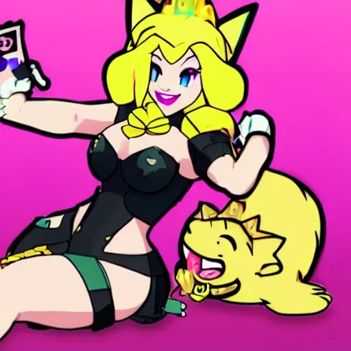 Prompt: bowsette is a twitch streamer