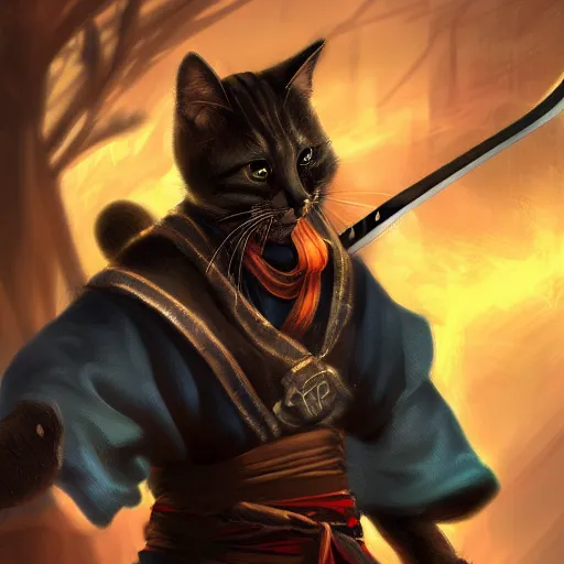 Image similar to cat samurai concept art, digital painting, trending on artstation, highly detailed, epic composition, 8 k uhd