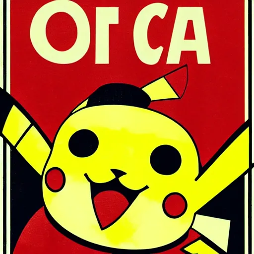 Image similar to pikachu communist propaganda poster from the 5 0 s