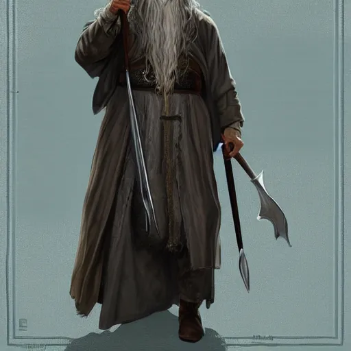 Prompt: Gandalf in GTA V, cover art by Stephen Bliss, artstation
