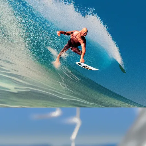 Image similar to kelly slater surfing, octane render, 8k, ultra detailed
