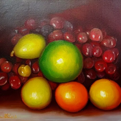 Image similar to high quality oil painting of fruits