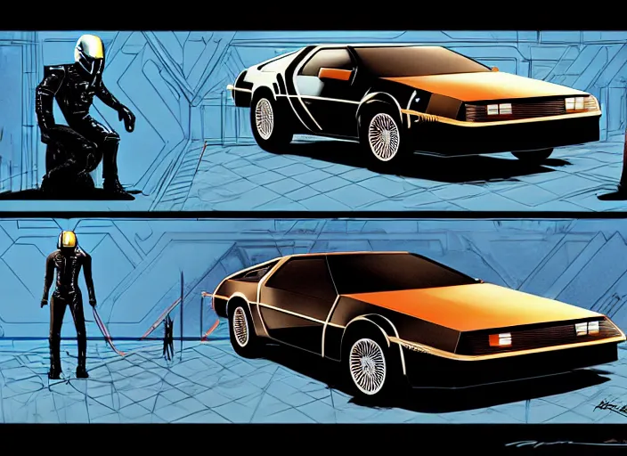 Image similar to concept art, delorean, knight rider, daft punk, tron legacy, vyle art