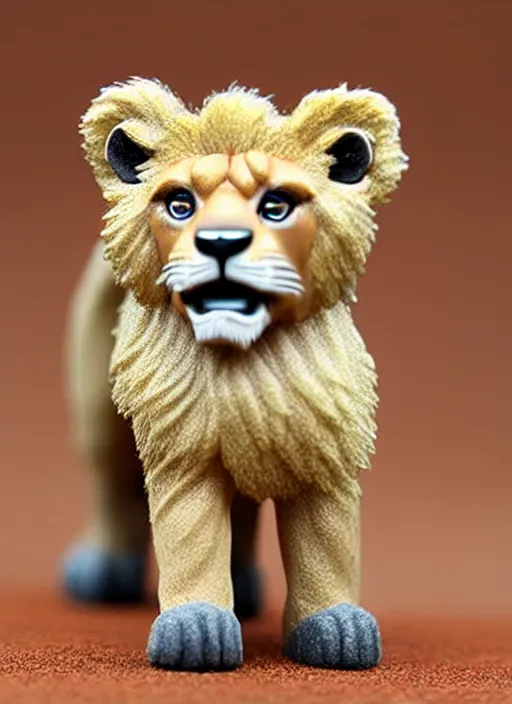 Prompt: 80mm resin detailed miniature of fluffy lion cub, Product Introduction Photos, 4K, Full body, simple background