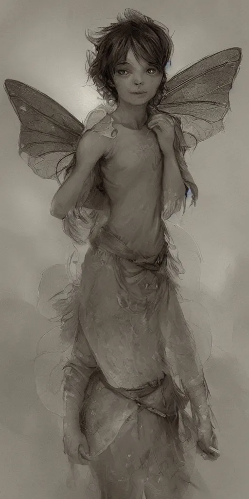 Prompt: Concept art of a little fairy by Even Amundsen, pencil