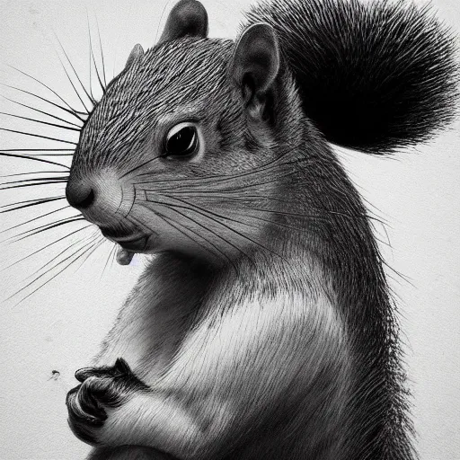 Image similar to samurai squirrel samurai painting portrait, desaturated, chiaroscuro, extremely detailed, artstation, cinematic