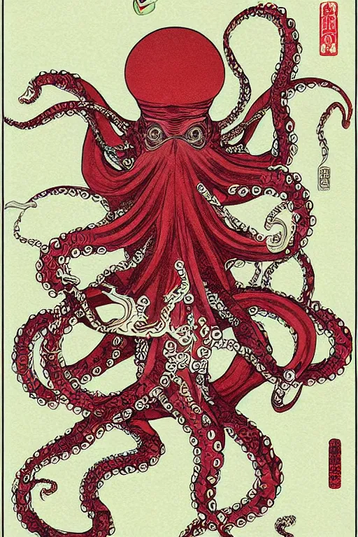 Image similar to professional digital art manga anime rendering of an octopus dressed as a ninja fighting with a katana. colorful design. higly detailed, intricate, by takato yamamoto, anime manga style, trending on art station.