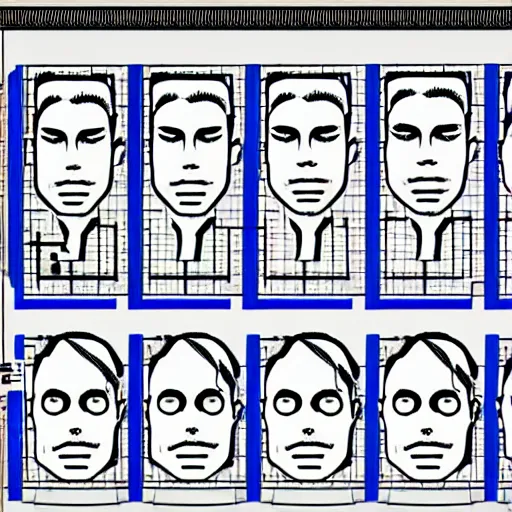 Image similar to jerma985 face schematics, blueprint detailed