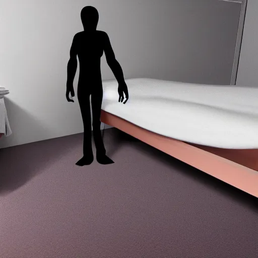 Image similar to sleep paralysis demon standing next to a bed first - person view photo - realistic