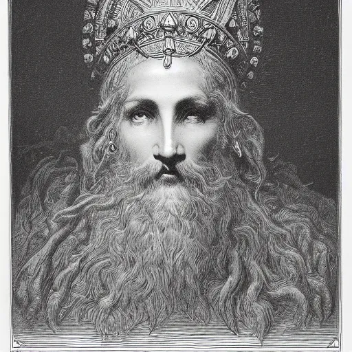 Prompt: Profile picture of a deity-of-language by Gustave Dore