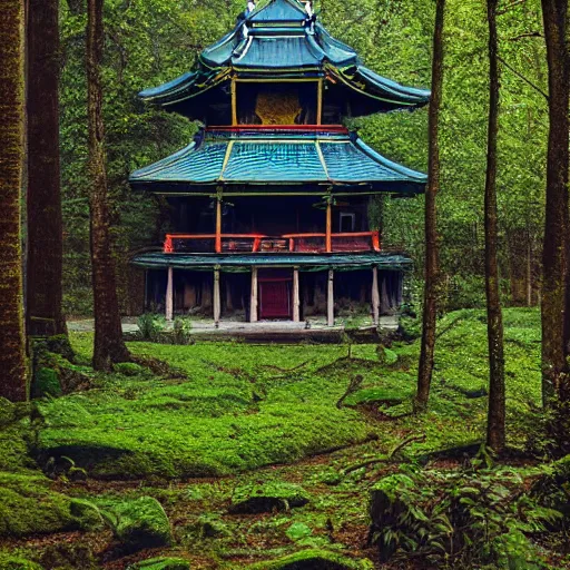 Image similar to a temple in the woods