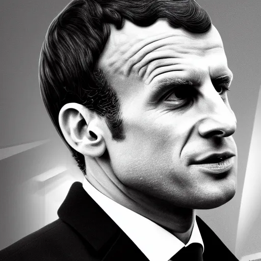 Image similar to emmanuel macron as a rapper gangster, digital art, 8 k, 3 d