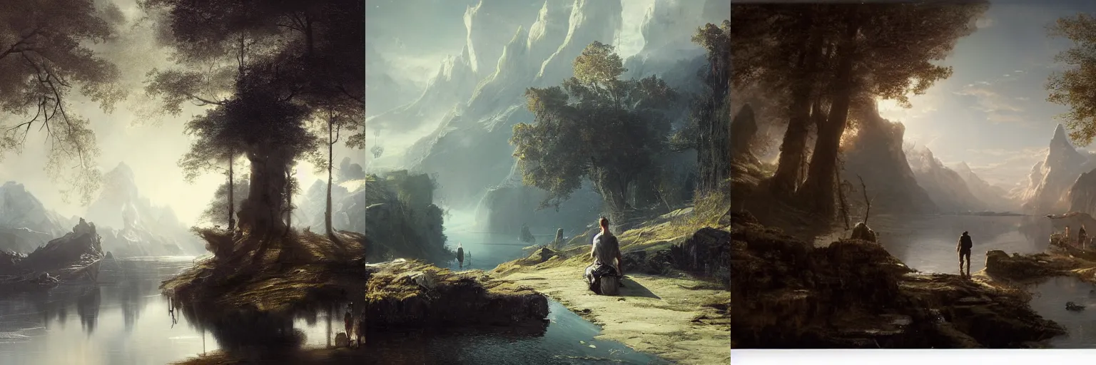 Prompt: A scene with a character in a scenic place by Jan Urschel