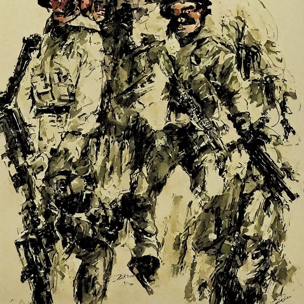 Prompt: french foreign legion soldier by bill sienkiewicz