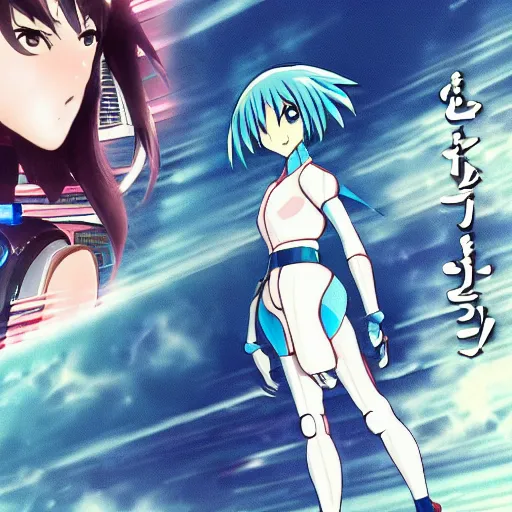 Image similar to anime protagonist woman robot, hyper detailed, ghost in a shell, 1 9 9 0 s