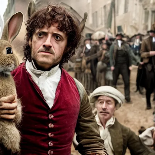 Prompt: a rabbit in the movie les miserables