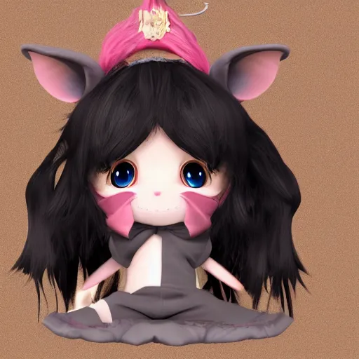 Image similar to cute fumo plush of a rat girl princess, chibi, artstation design contest winner, silhouette, vray