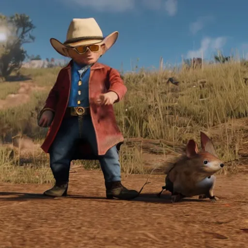 Prompt: stuart little in red dead redemption 2