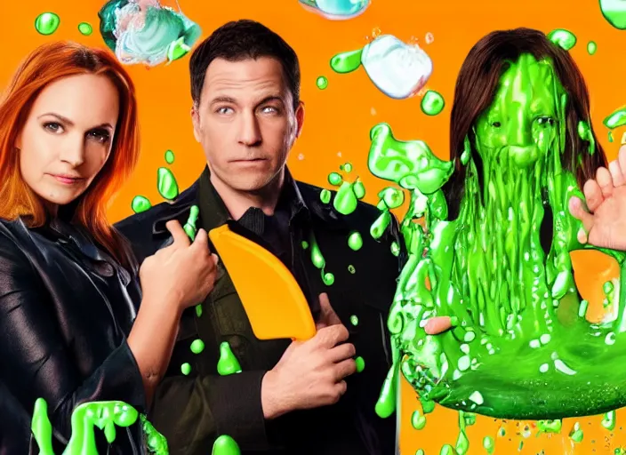 Image similar to the episode of SVU where everyone gets covered with nickelodeon slime hd