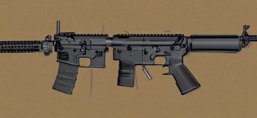 Image similar to technical sketch of an AR-15