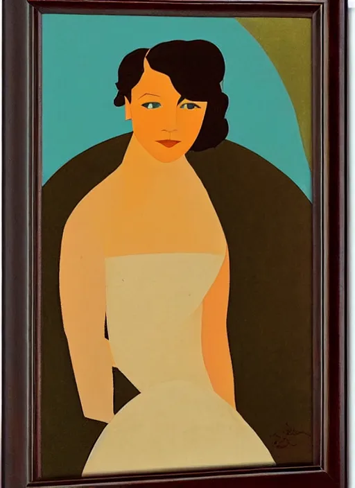 Prompt: a portrait of a pretty young lady by aaron douglas