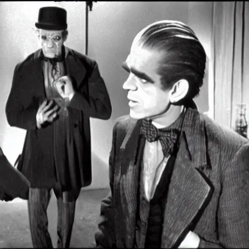 Image similar to wardrobe scene from the vampire on the boulevard starring boris karloff
