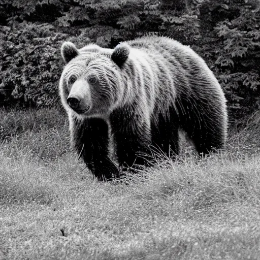 Image similar to Photograph of a grizzly bear tiger hybrid, zoo, black and white