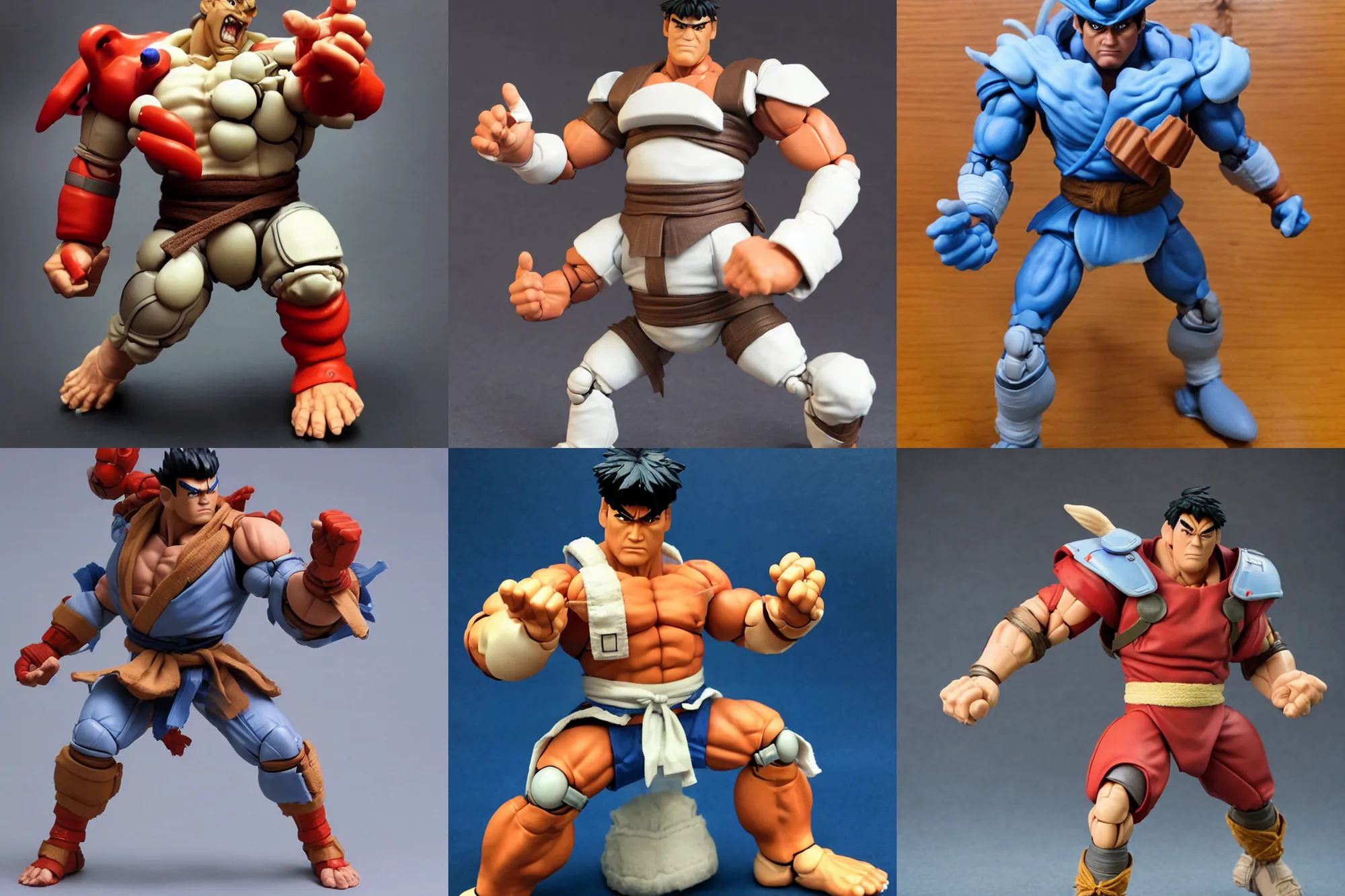 Prompt: A giant mechanized adorable Ryu from Street Fighter as a 1980's Kenner style action figure, 5 points of articulation, full body, 4k, highly detailed. award winning sci-fi. look at all that detail!