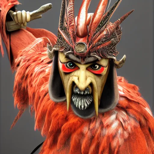 Image similar to a still of a dai tengu, realistic, photorealistic, detailed, cgi,