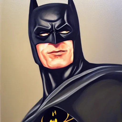 Prompt: a portrait painting of the batman