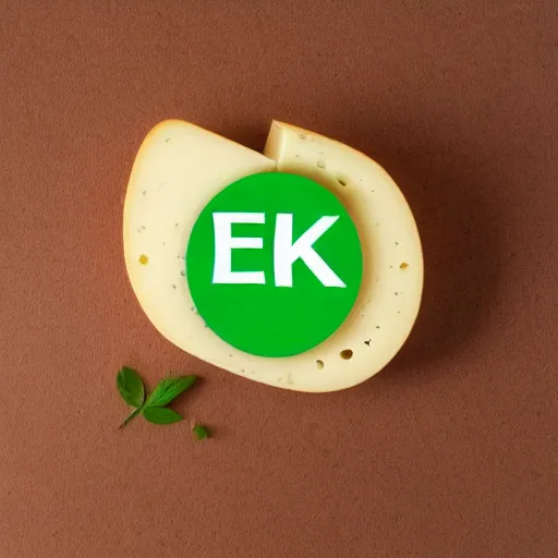 Image similar to a cheese with a green participation badge, stock art, 8K