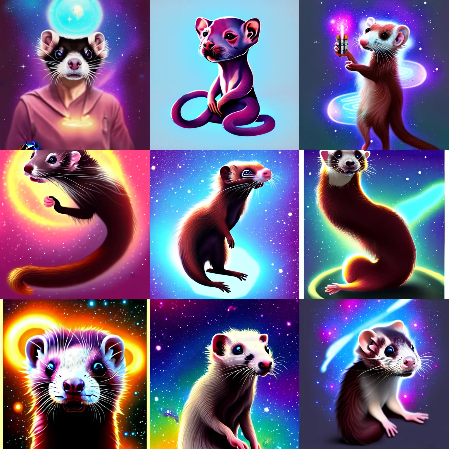 Prompt: Expanding galaxy brain ferret, top rated on artstation