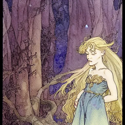 Image similar to a simple and atmospheric watercolour fantasy character concept art painting of a fairytale, very muted colors, by rebecca guay, michael kaluta, charles vess and jean moebius giraud