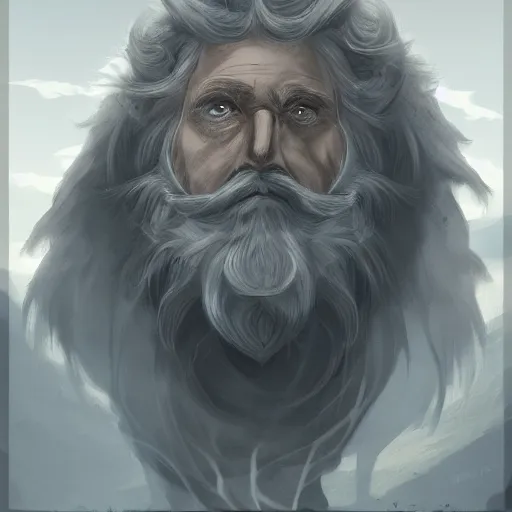 Image similar to old man ( wise long white beard wearing a hooded tunic ) riding on lions back, epic digital art trending on artstation, superb detail 8 k