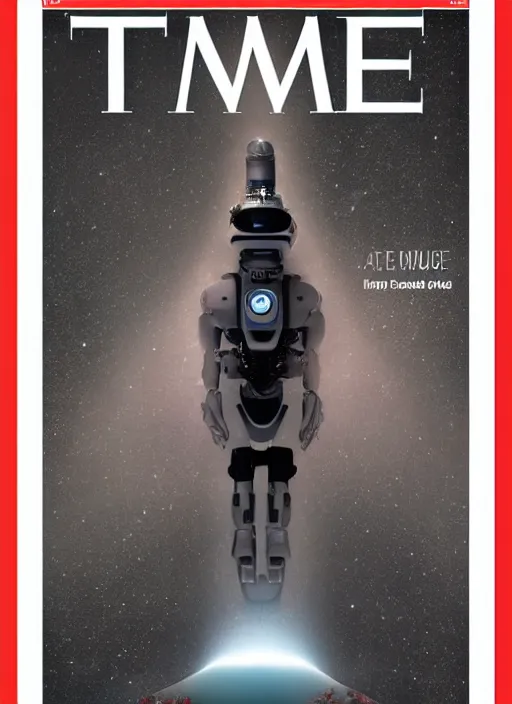 Prompt: TIME magazine cover, the coming AI singularity, 8k