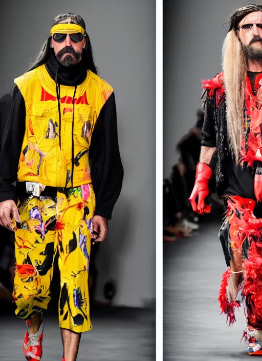 Prompt: hyperrealistic and heavy detailed balenciaga runway show of hulk hogan, leica sl 2 5 0 mm, vivid color, high quality, high textured, real life