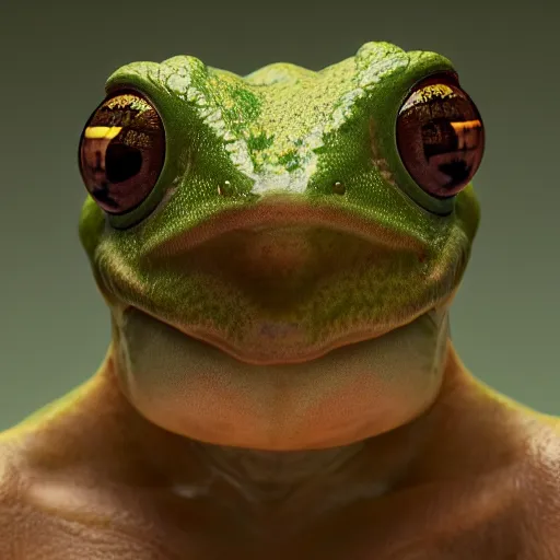 Prompt: hyperrealistic mixed media image of a ( ( frog ) ) whose head resembles alex jones, stunning 3 d render inspired art by greg rutkowski and xiang duan and thomas eakes, perfect symmetry, flesh texture, realistic, highly detailed attributes and atmosphere, dim volumetric cinematic lighting, 8 k octane detailed render, post - processing, masterpiece,