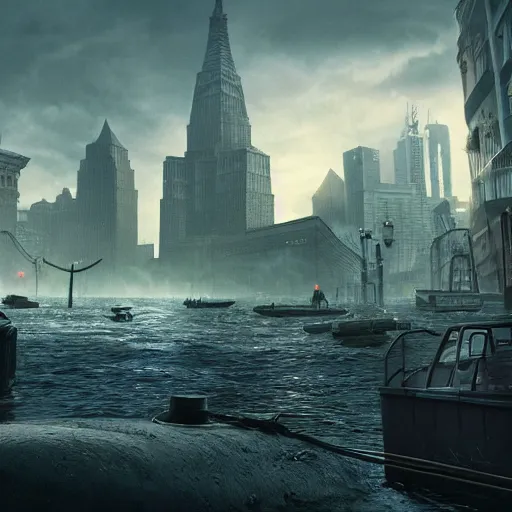 Prompt: sinking city