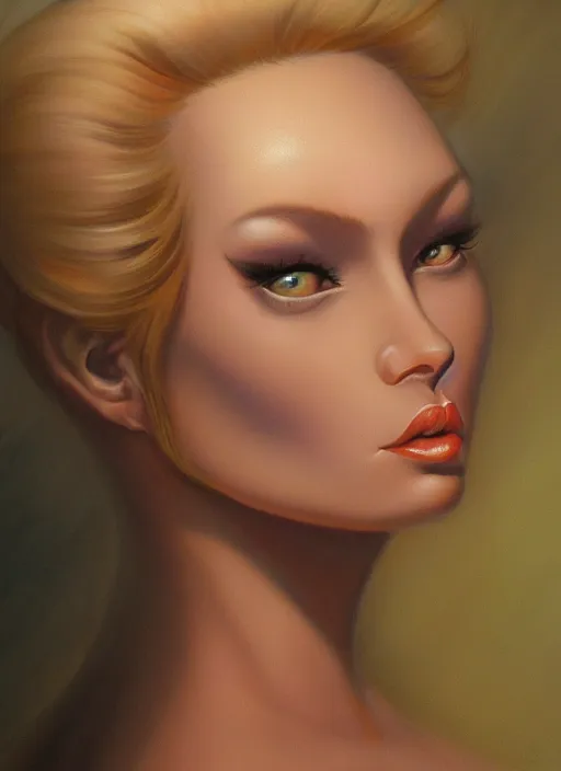 Image similar to closeup portrait a beautiful woman by boris vallejo and julie bell, mark rydek, popovy sisters, intricate, bjd, trending on artstation.