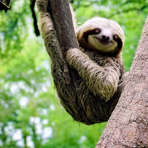 Image similar to national geographic photograph of a sloth in a tree playing the guitar