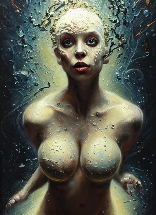 Prompt: twitch streamer burke black, cosmic horror painting, elegant intricate oil on canvass painting, heavy impasto, artstation concept art by mark brooks and brad kunkle detailed