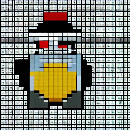 Image similar to pixel art soviet penguin commander video game character