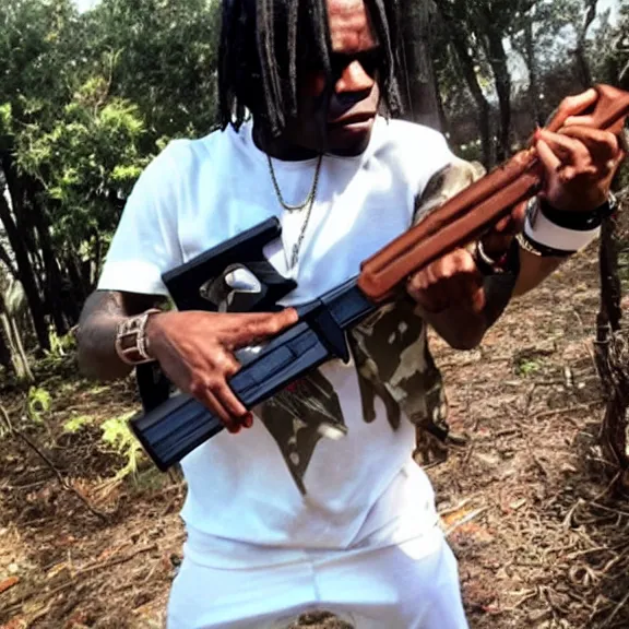 Prompt: Chief Keef wielding an AK-47
