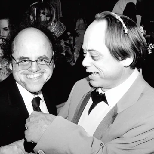 Image similar to danny devito and steve buscemi getting married wedding