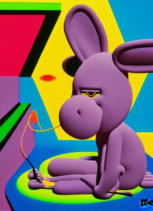 Image similar to donkey by shusei nagaoka, kaws, david rudnick, airbrush on canvas, pastell colours, cell shaded, 8 k