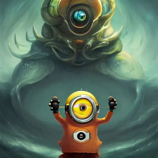 Prompt: Minion with a thousands eyes, by Peter Mohrbacher, Angelarium, 4k