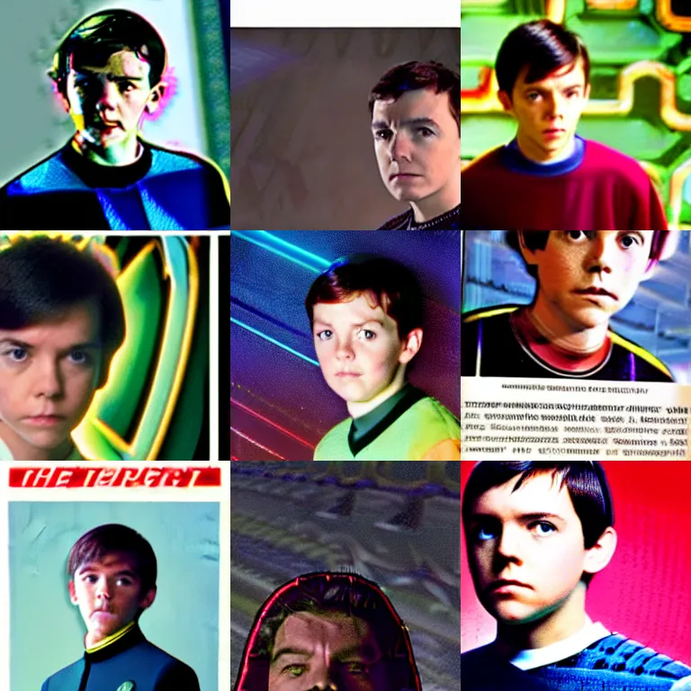 Prompt: magazine photo of Asa Butterfield playing Wesley Crusher on the Enterprise